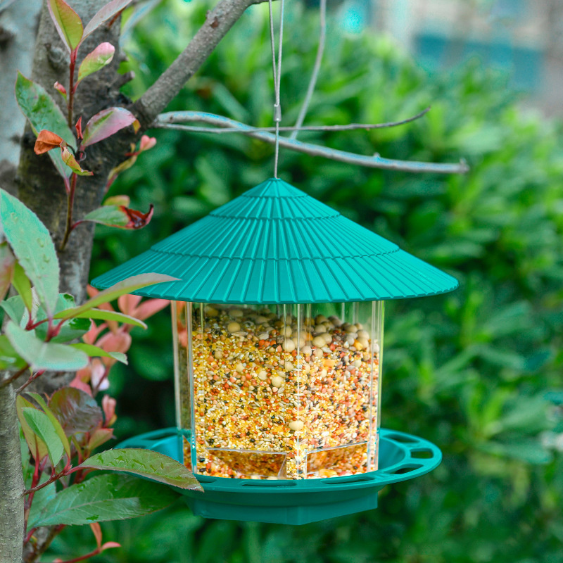 Outside Bird Feeder Wild Bird Seed for Outside Feeders Shaped with Roof Hanging Bird Feeder for Garden Yard Decoration