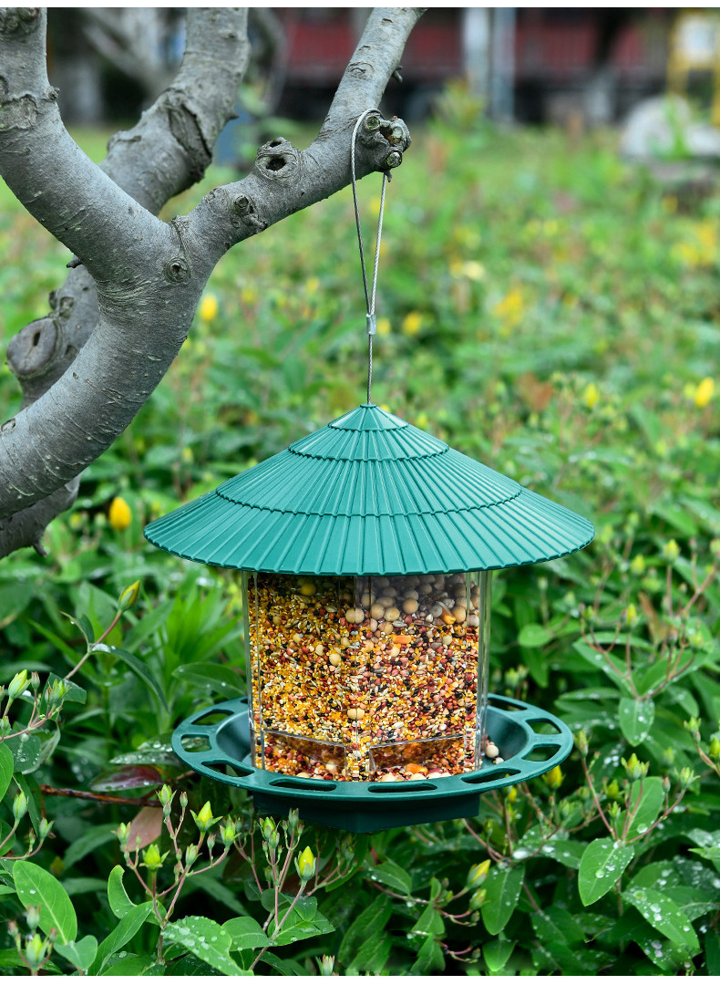 Outside Bird Feeder Wild Bird Seed for Outside Feeders Shaped with Roof Hanging Bird Feeder for Garden Yard Decoration