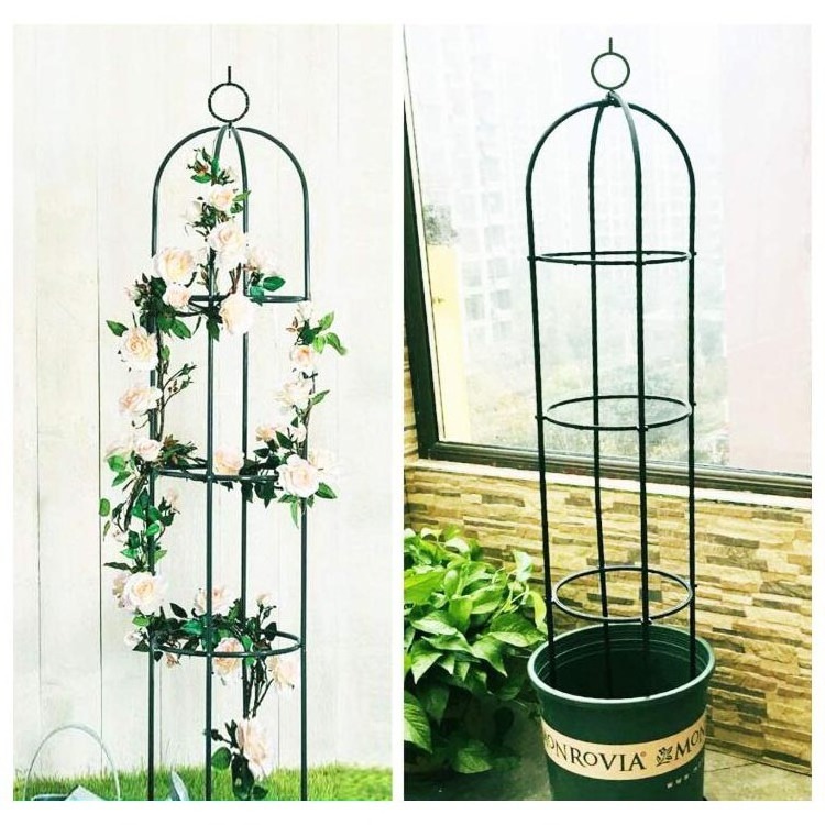 Hot Selling Black Heavy, Duty Round Metal Plant Tower Garden Trellis Tomato Cage Plant Supports Garden Stakes/