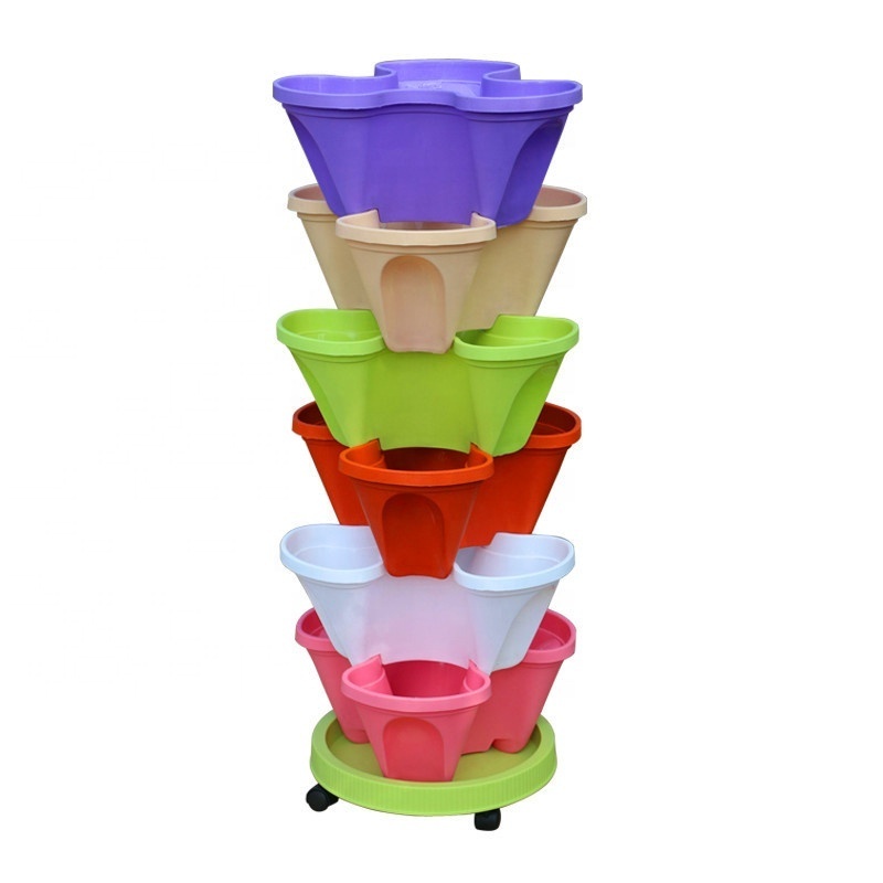 Factory Outlet Butterfly Shape, Vertical Diy Planters Plastic Garden Colorful Stackable Plastic Flower Pots for seedlings/