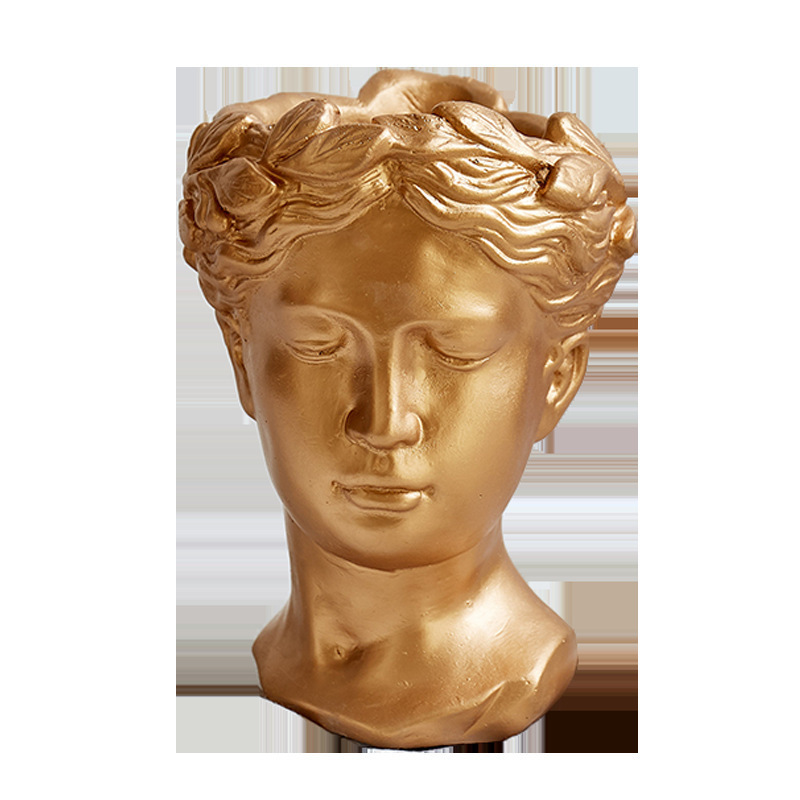 Customized wholesale garden decor, resin Roman style goddness woman head planter& Garden Decorations Buddha Head Flower Jar/