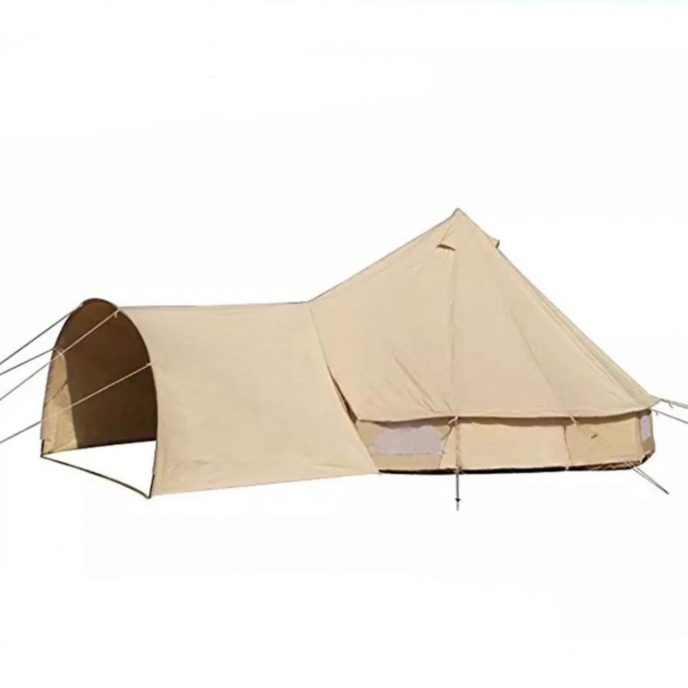 Wholesale Large Space Family Bell Tent Outdoor Camping Hiking Luxury 4-Season Cotton Canvas Yurt Glamping Tents With Awning