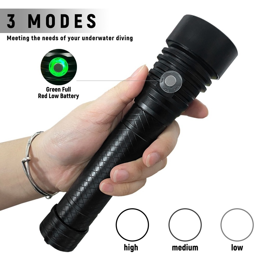 New Professional Diving Flashlight XHP70 Lamp Beads Fishing Salvage Flashlight 3000 Lumens Outdoor Diving Torches