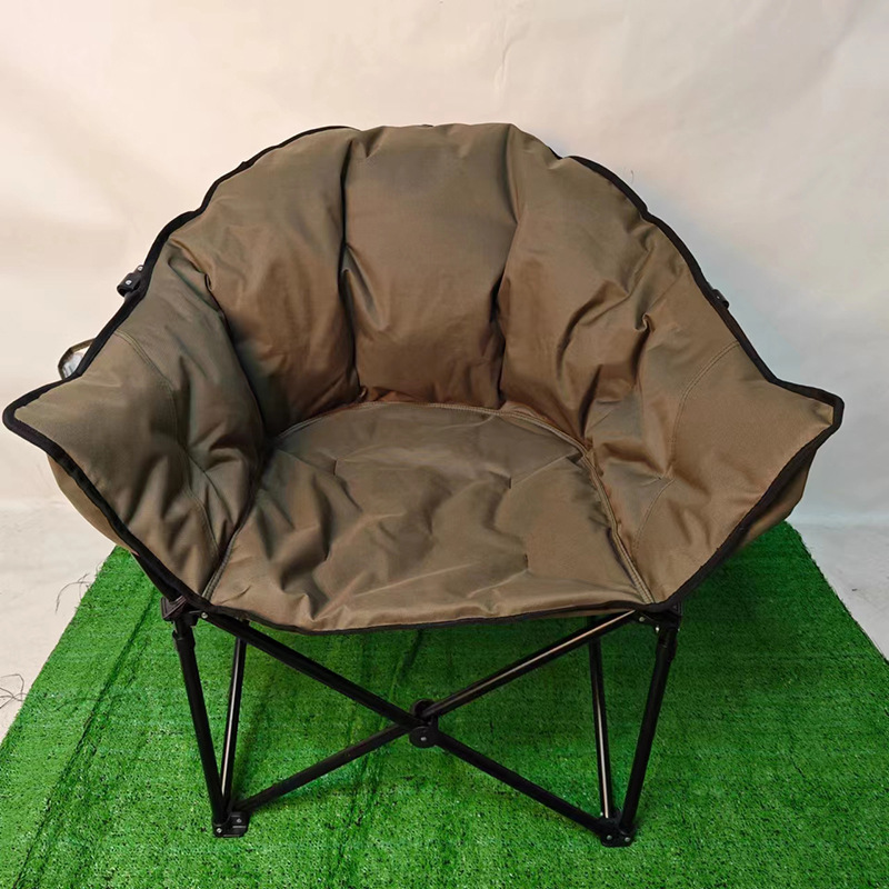 Wholesale Outdoor Round Moon Saucer Chair Camping Foldable Oversize Fabric 100% Polyester Beach Chair Modern Folding Chairs