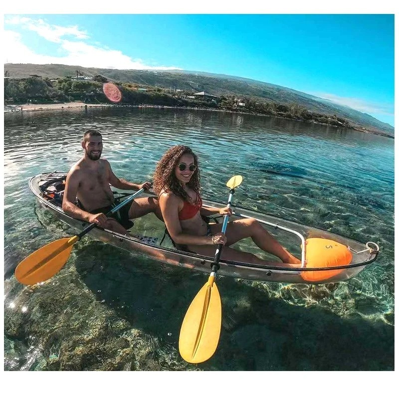 Hot Sale Professional Crystal Bottom Kayaks 2 Person Polycarbonate Clear Bottom Travel Transparent Kayak With Paddles for Sale