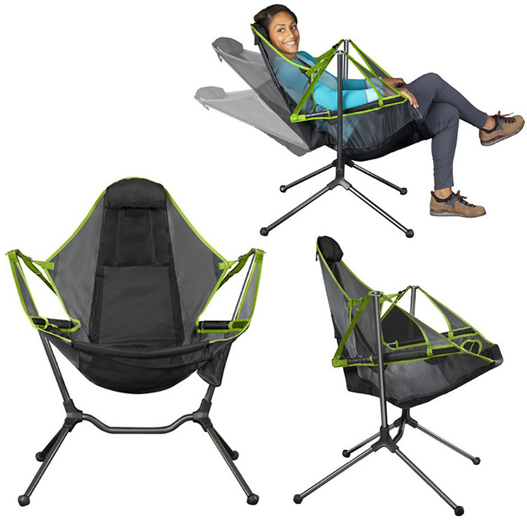 Portable Folding Rocking Fishing Chair with Pillow Lightweight Like Camping Hiking Picnics Fishing Swinging Camping Chair