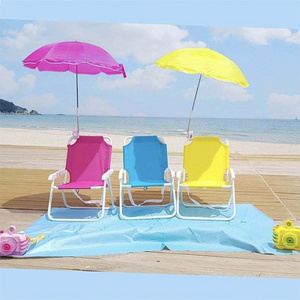 Folding Child Summer Sun Shade Camping Easy Set Up Kids Baby Outdoor Beach Chairs With Umbrella Metal Iron Moon Chair 1pcs