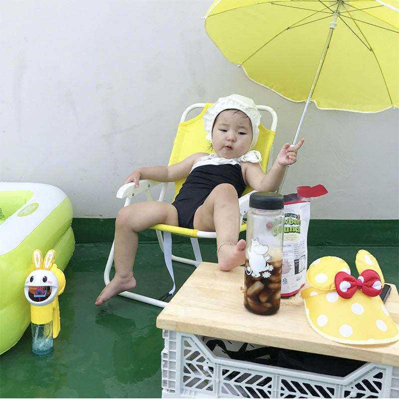 Folding Child Summer Sun Shade Camping Easy Set Up Kids Baby Outdoor Beach Chairs With Umbrella Metal Iron Moon Chair 1pcs