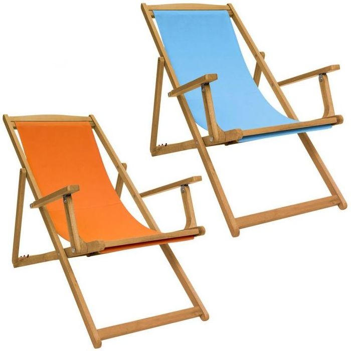 Beach Lounge Chair Custom Liegestuhl Wooden Folding Chair Sun Outdoor Lounge Deck Chairs With Polyester Fabric Hout For Sale