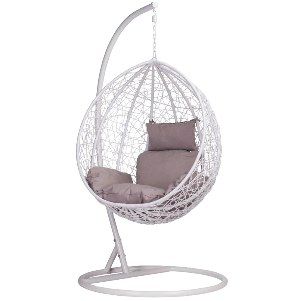 Hot Sale Outdoor Furniture Modern Patio Swings Single Adult Seat Garden Rattan Hanging Round Egg Chair Swing with Stand Metal