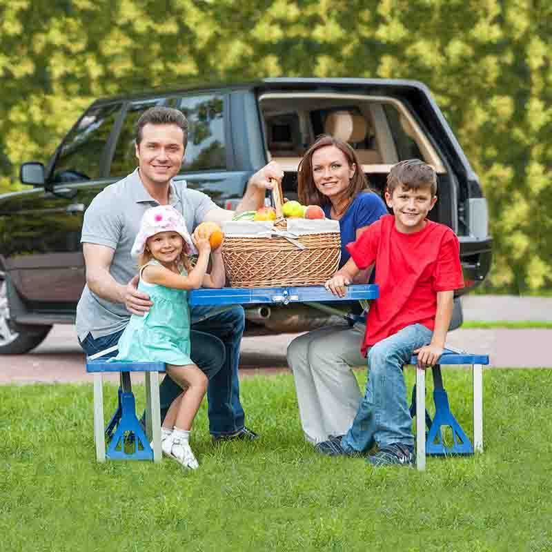 Folding Picnic Table And Chairs Portable Picnic Tables Set Foldable Outdoor Camping Chairs And Table With Bench And Umbrella