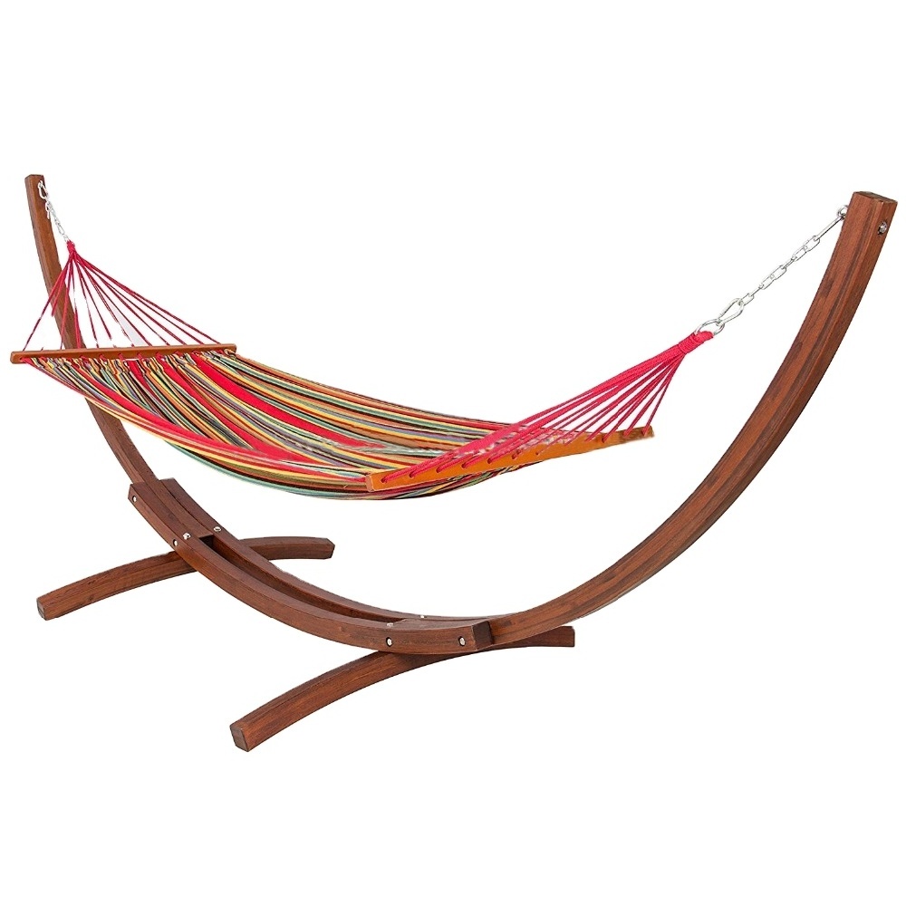 10 Ft Curved Leisure Quilted Double Portable Outdoor Indoor Wood Hammock Stand Pine Arc Hammock Folding Beds For Home Garden