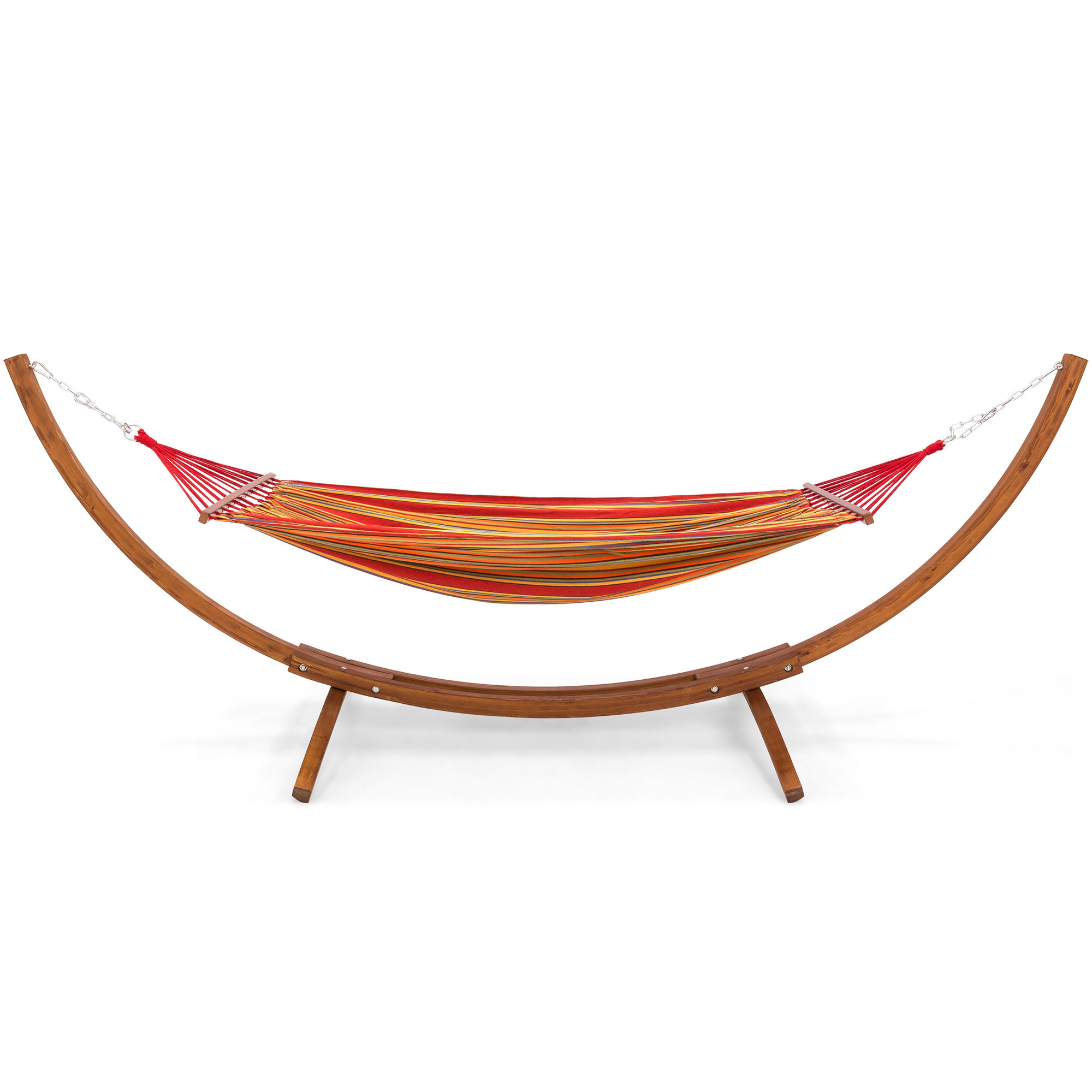 10 Ft Curved Leisure Quilted Double Portable Outdoor Indoor Wood Hammock Stand Pine Arc Hammock Folding Beds For Home Garden