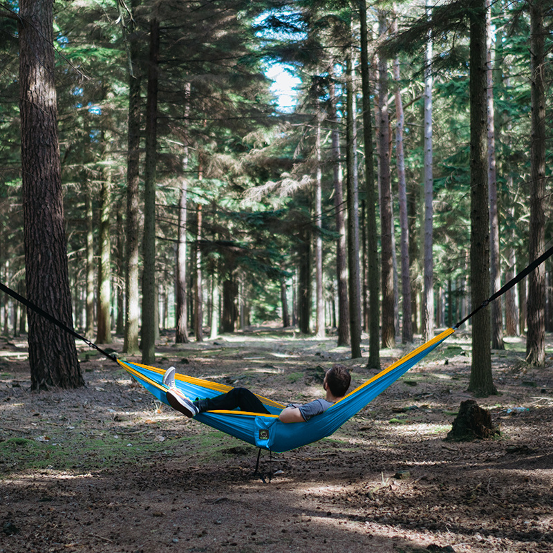 Durable promotional picnic folding hammock 2 person hamaca travelling camping hammock