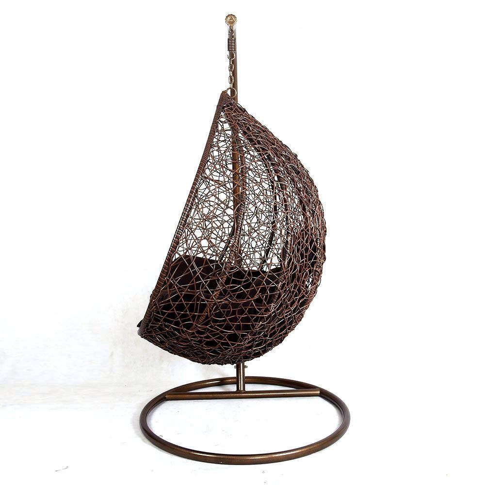 Wholesale Custom Hanging Patio Swing Chair Double Seated Garden Outdoor Wicker Rattan Metal Stand Patio Hanging Swing Egg Chairs