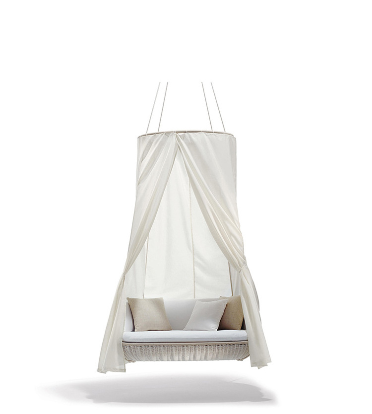 Wholesale Patio Egg Shaped Outdoor Furniture High Quality Garden White 2 Seater Hanging Swing Chairs With Stand