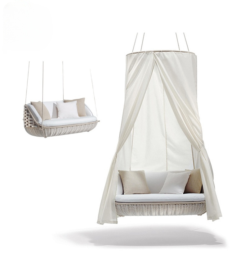 Wholesale Patio Egg Shaped Outdoor Furniture High Quality Garden White 2 Seater Hanging Swing Chairs With Stand