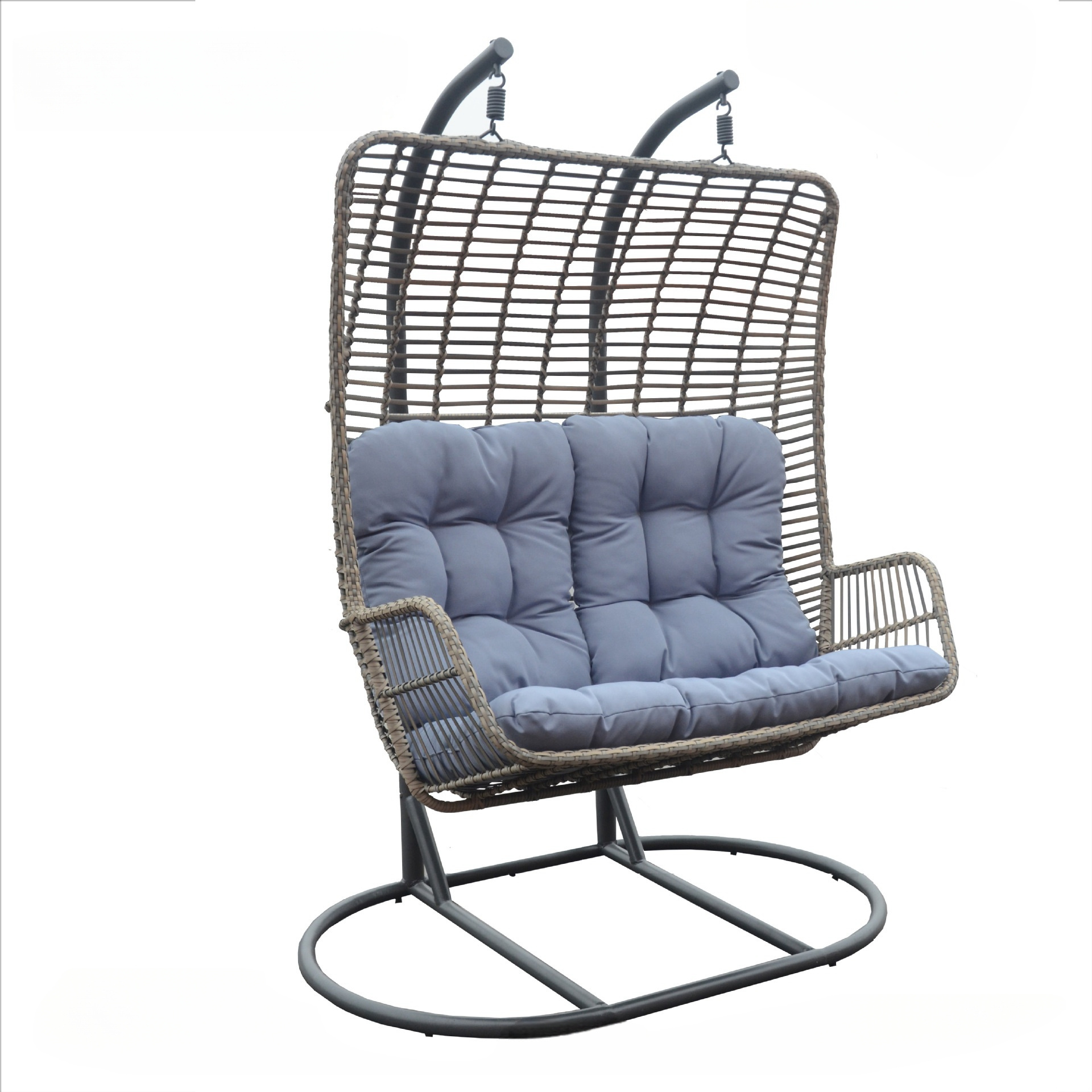 High Quality Two Seat Swing Chair Wholesale Double Seats Patio Rattan Wicker Swing Chair With Stand Base