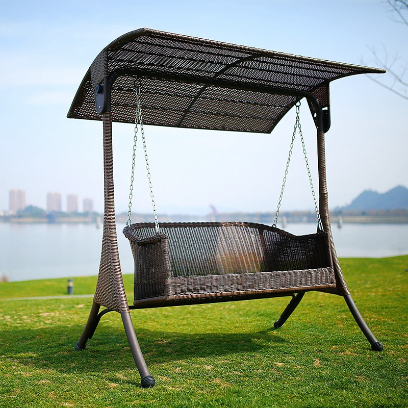 Wholesale Circle Outdoor Swing Seat Hanging Rattan Swing 2 Seater Chair Garden Patio Furniture Swings Rocking Chairs