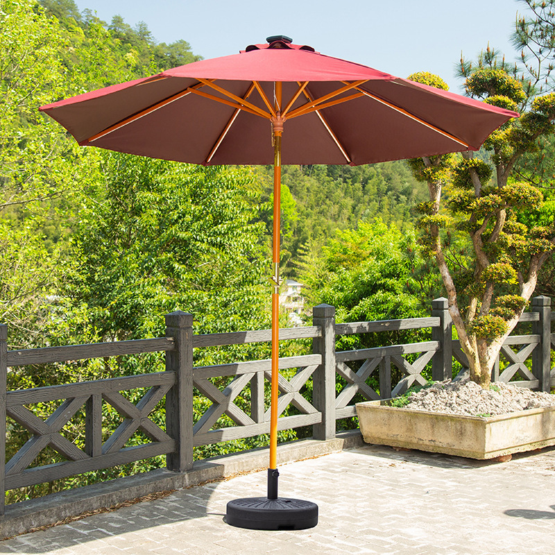 Wholesale Commercial 3m Wooden Patio Garden Parasol Umbrella Outdoor Red Big Size Parasol Umbrella With Base