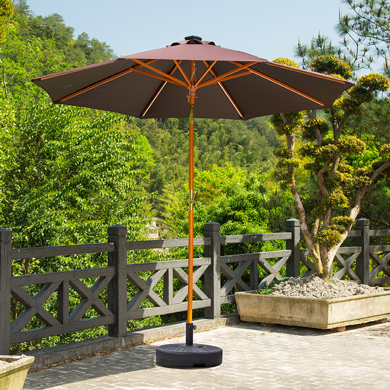 Wholesale Commercial 3m Wooden Patio Garden Parasol Umbrella Outdoor Red Big Size Parasol Umbrella With Base