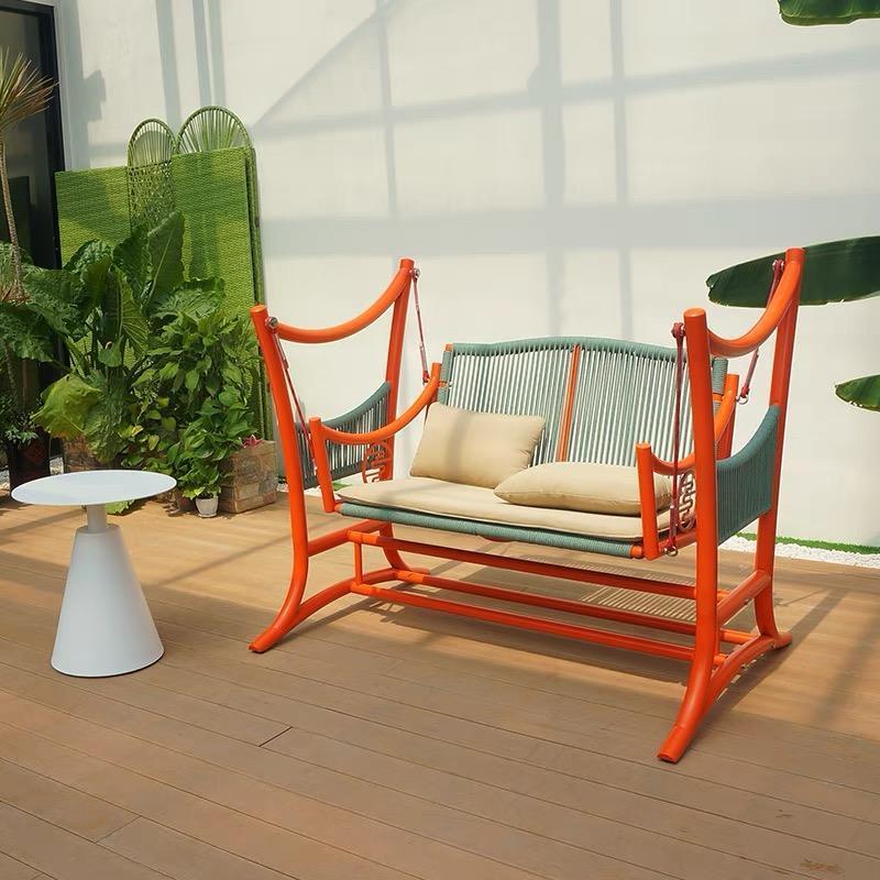 Wholesale Hanging Lounge Chair Cushioned Outdoor Furniture Garden Patio Bench 3 Seater Steel Swing Chair