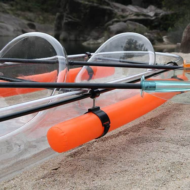 Factory Price 2 Person Transparent Kayak Polycarbonate Inflatable Catamaran Fishing Canoe Transparent Crystal Boat With Paddle