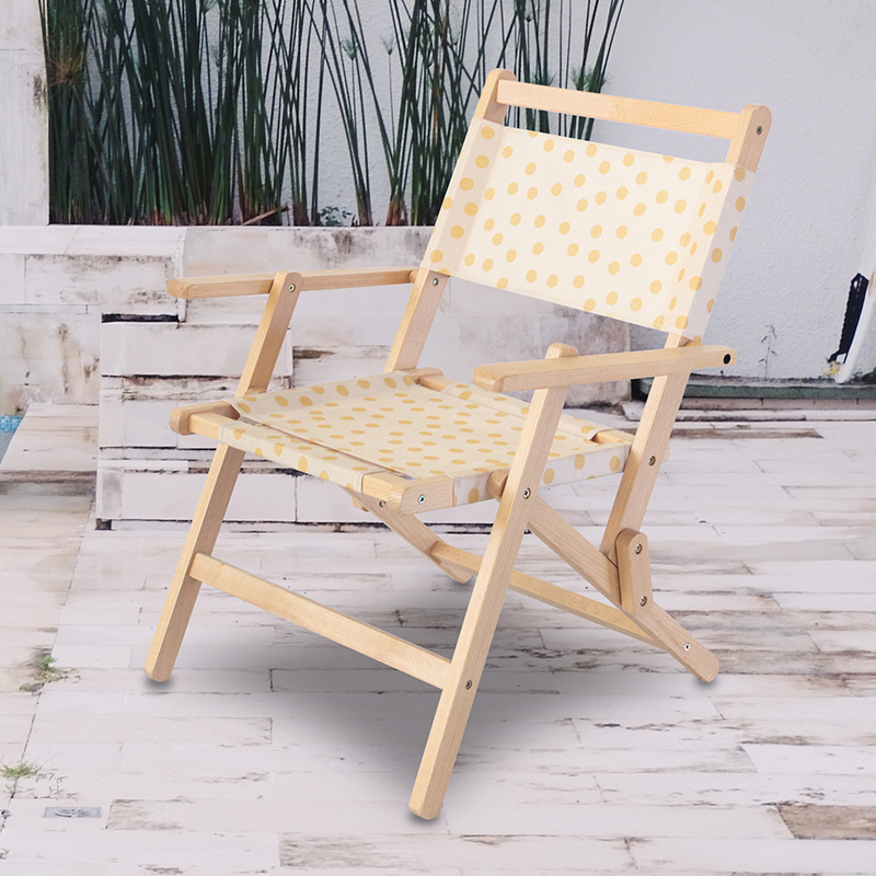 Portable Modern Camping Chair Outdoor Patio Canvas Wood Folding Camping Garden Chairs For Beach Relax