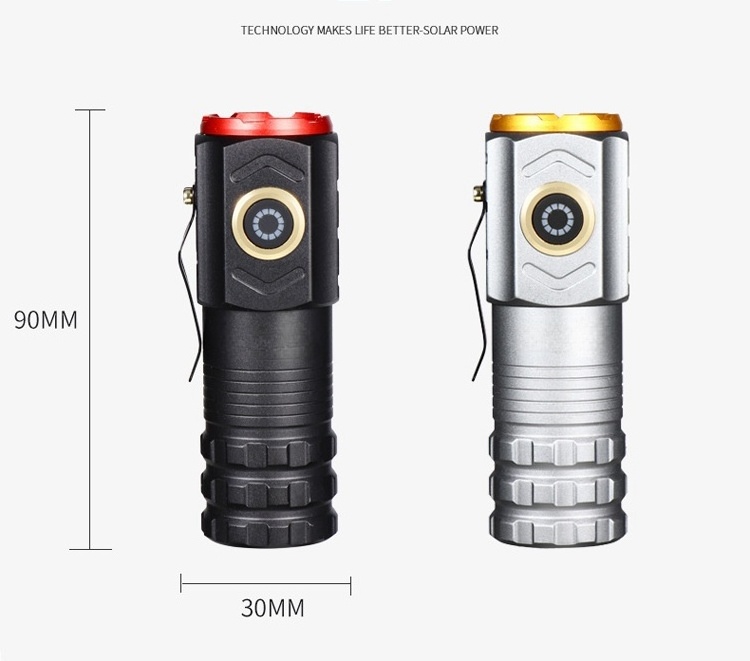 New Mini LED Torch Strong Light Flashlight Pocket Mini Portable Multifunction LED Torch Rechargeable Flashlights With Magnetism