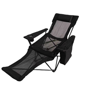 Outdoor Folding Chaise Portable with Pack Camping Chair Adjustable Lightweight Detachable Sitting and Lying Dual-Use Beach Chair