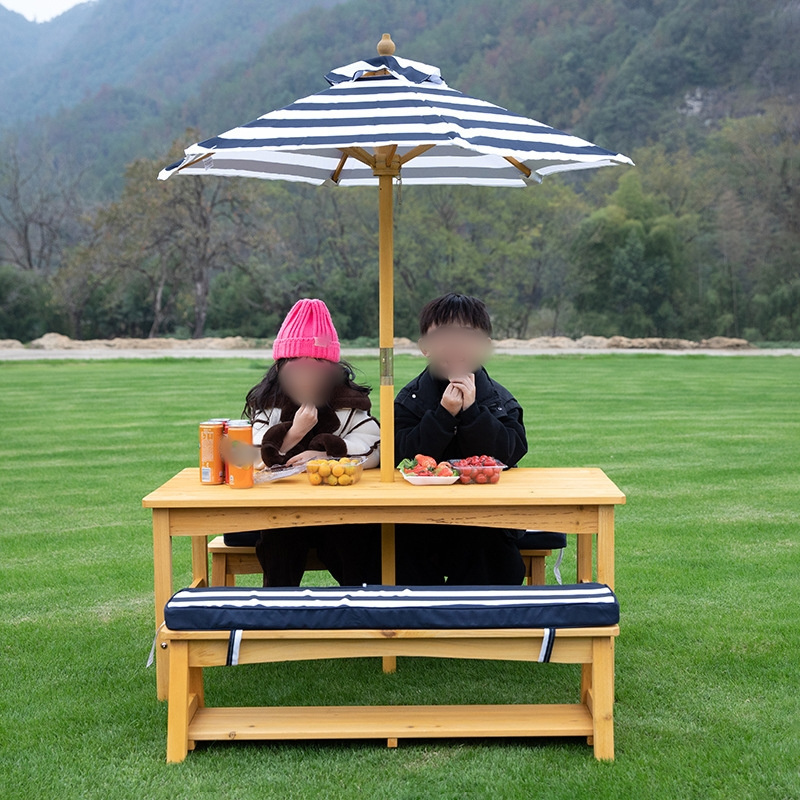 Wholesale Oem Odm Outdoor Furniture Set Folding Picnic Tables Bench Set With Removable Cushions And Umbrella