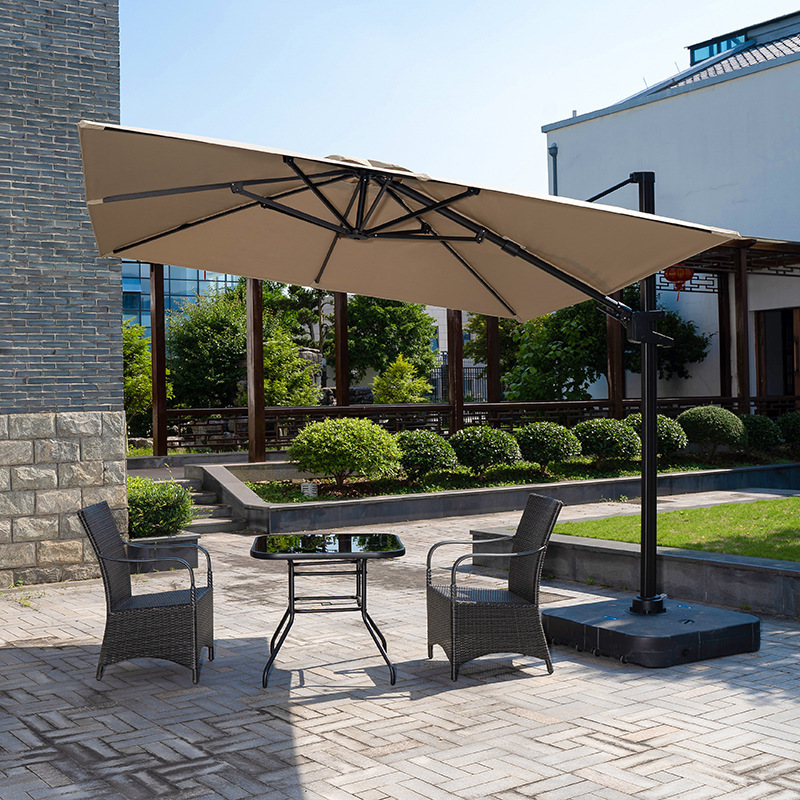 High Quality Garden Umbrellas 2.7m Aluminum Frame Sunshade Garden Patio Parasolss With Solar Lights