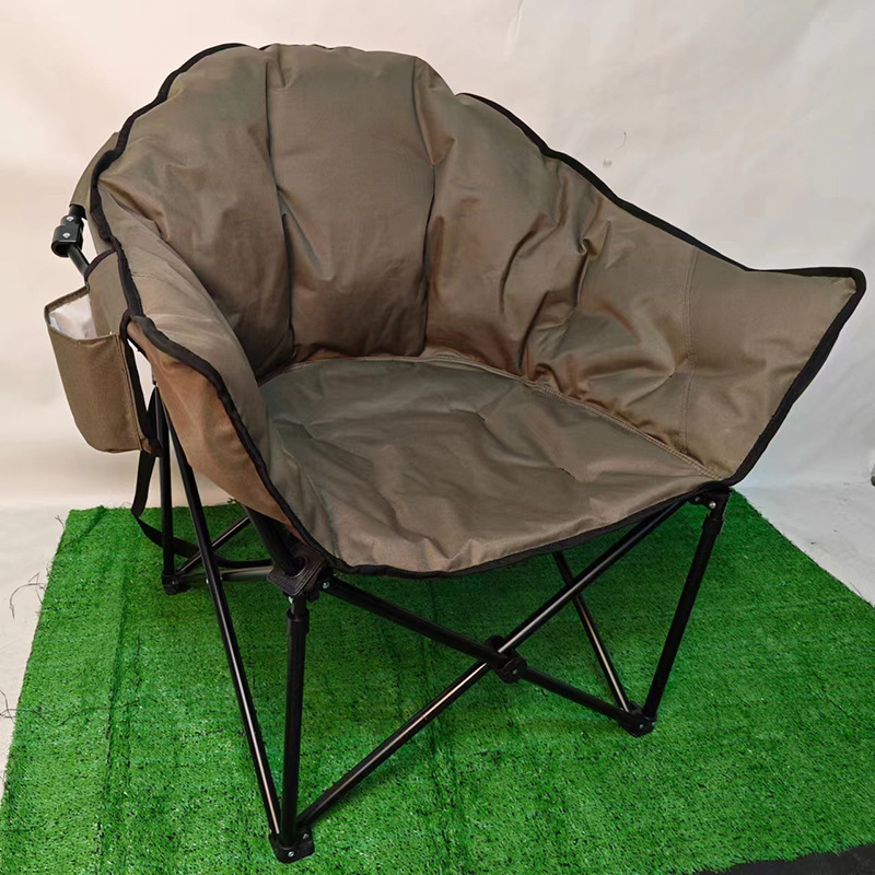 Wholesale Outdoor Round Moon Saucer Chair Camping Foldable Oversize Fabric 100% Polyester Beach Chair Modern Folding Chairs