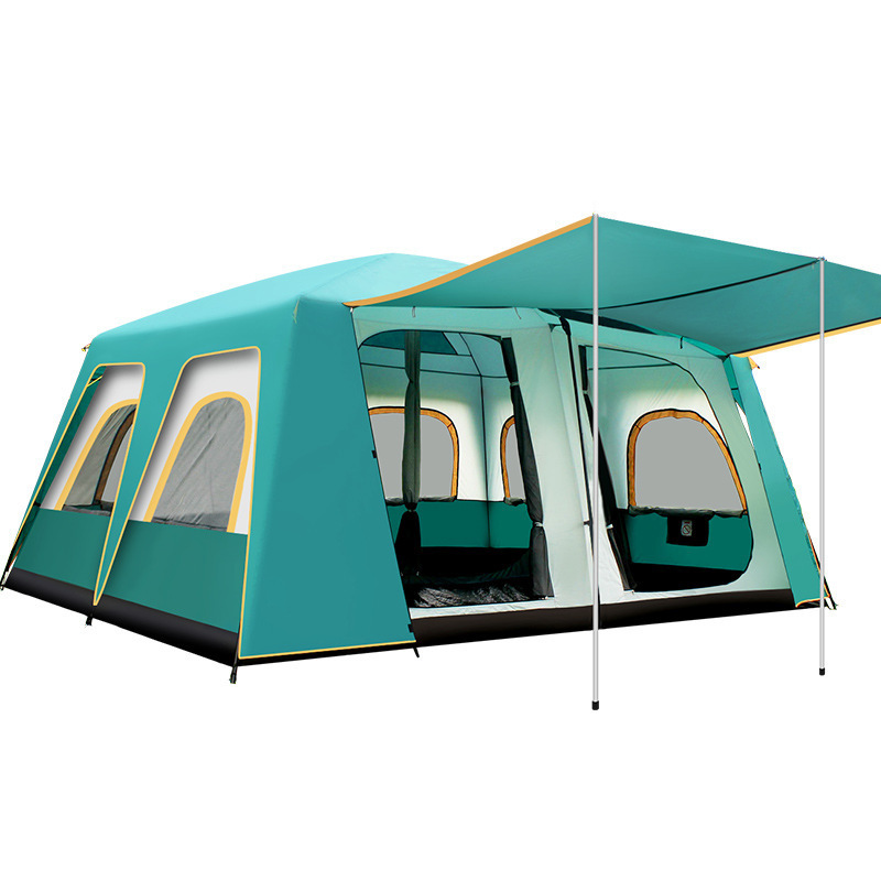 Extra Large Glamping Camping Tent 10-14 Persons Folding Waterproof Outdoor 2 Bedrooms Family Camping Cabin Tents