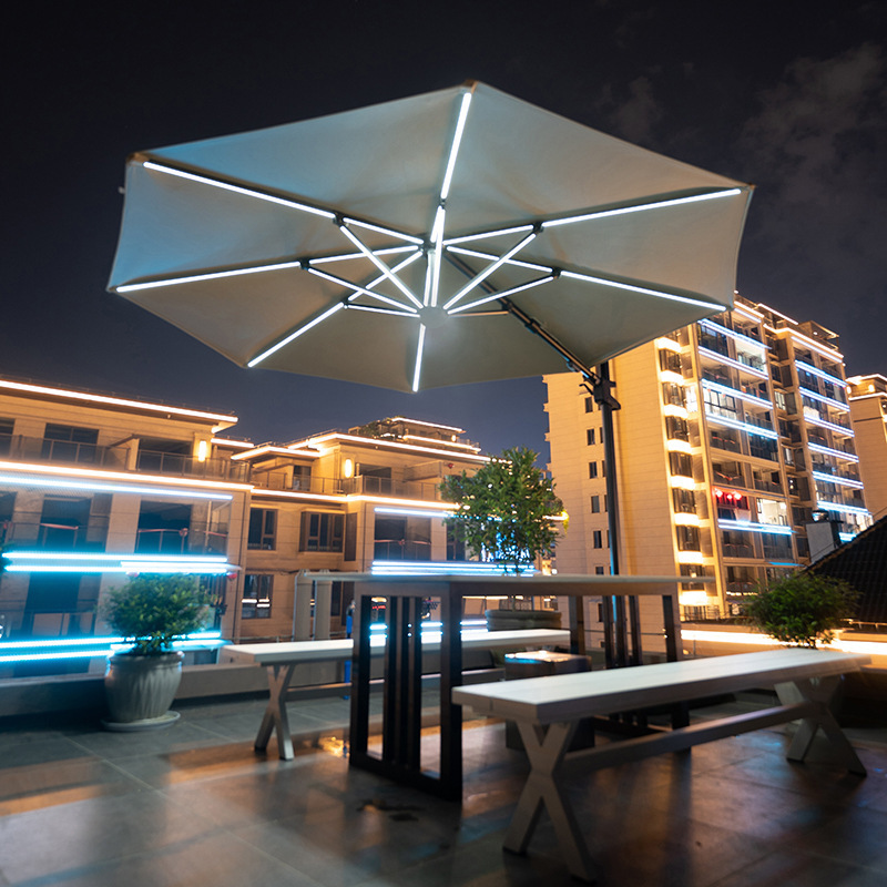 Wholesale Large Outdoor Double Top Sun Umbrella Patio Garden Luxury Aluminum Cantilever Patio Umbrella Side Pole Parasol