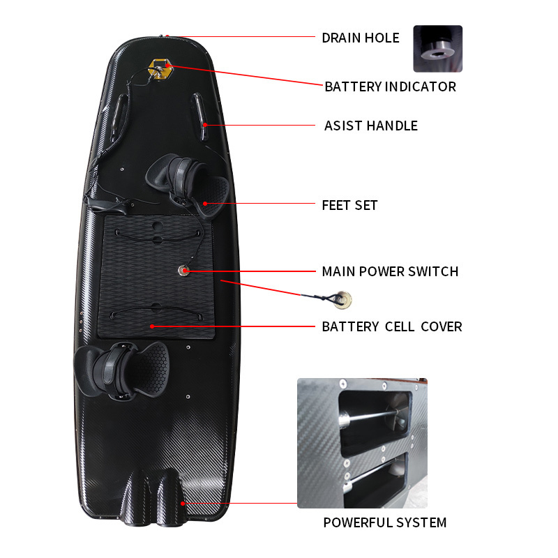 Factory OEM Electric Surfboard Waters Sports Equipment Stand Up Lightweight Skateboard Carbon Fiber Jet Electric Surf Boards