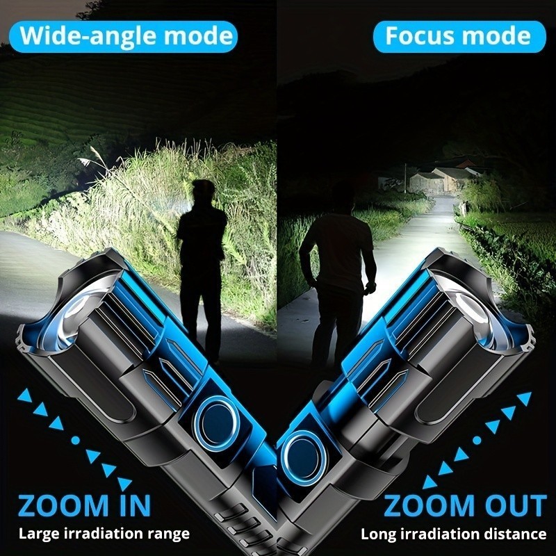 Hot Sale Telescopic Zoom Flashlight Telephoto Light Charging Power Display Led Multifunction Flashlight Outdoor Camping Torches