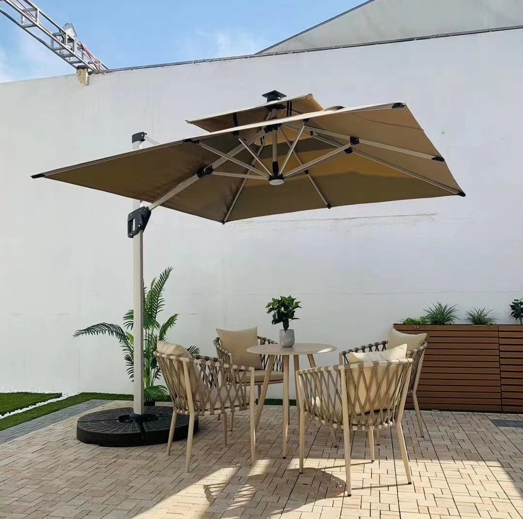 Modern Design Outdoor Aluminum Alloy Oxidation Retro Roman Umbrella Rainproof Luxury Sunshade for Courtyard Garden Balcony