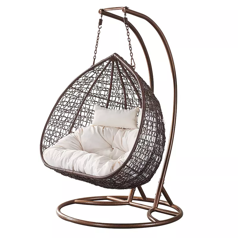 Indoor Outdoor Garden Hanging Basket Rattan Wicker Swing Egg Chair Patio Balcony Double Seat Rocking Swing Chairs With Stand