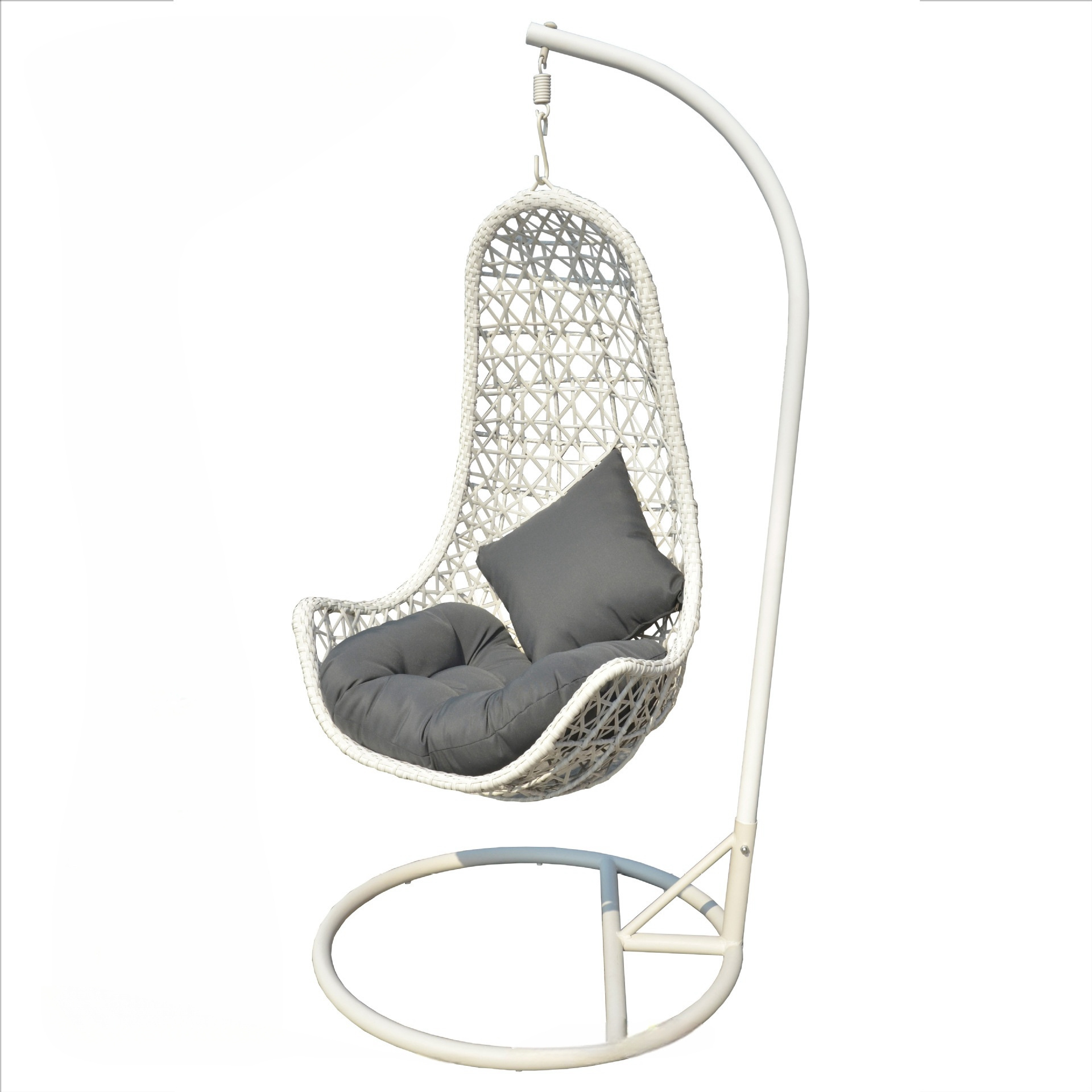 Wholesale Moon- Shaped Patio Hanging Chair Garden Wicker Egg Seat Chair Outdoor Stackable Swing With Stand