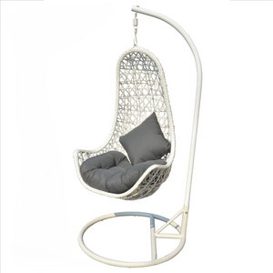 Wholesale Moon- Shaped Patio Hanging Chair Garden Wicker Egg Seat Chair Outdoor Stackable Swing With Stand