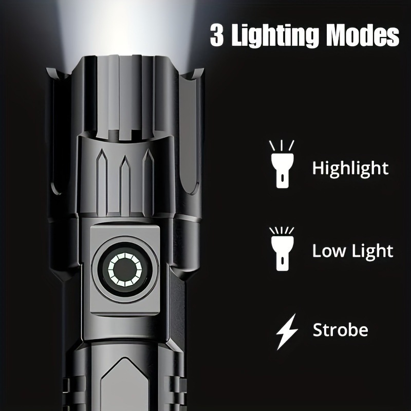 Hot Sale Telescopic Zoom Flashlight Telephoto Light Charging Power Display Led Multifunction Flashlight Outdoor Camping Torches