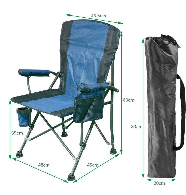 Factory Price Outdoor Folding Beach Chair Portable Armrests Backrest Camping Hiking Fishing Beach Chairs With Cup Holder Pocket