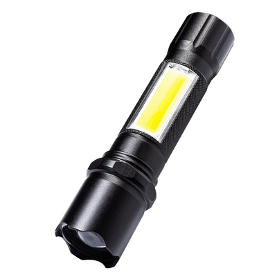 LED Small Flashlight With Side Light Cob Strong Light Telescopic Zoom Usb Rechargeable Kit Flashlight Mini 18650 Flashlight