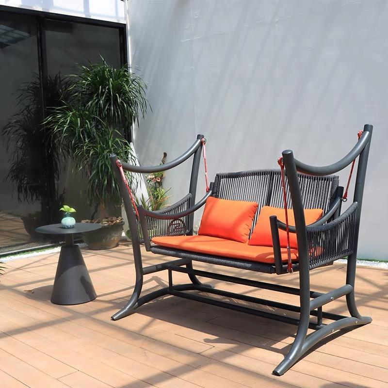 Wholesale Hanging Lounge Chair Cushioned Outdoor Furniture Garden Patio Bench 3 Seater Steel Swing Chair