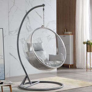 Swing Hanging Chair Garden Furniture Outdoor Indoor Single Seat Patio Hanging Acrylic Leisure Bubble Chair With Egg Chair Stand