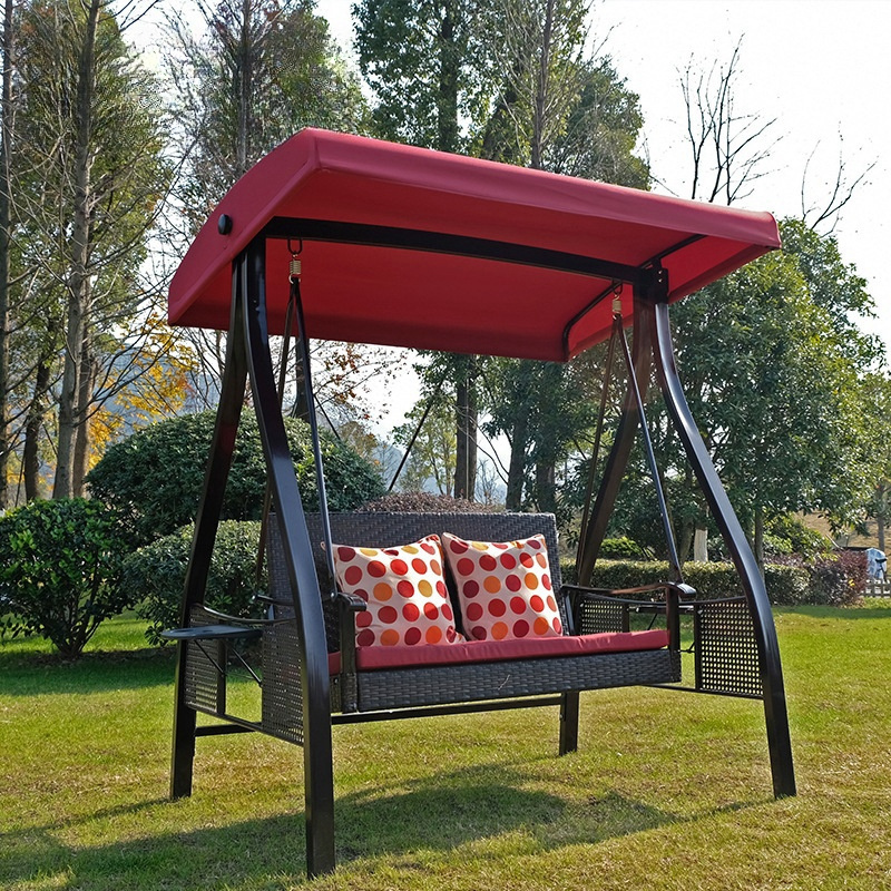 Wholesale Popular Outdoor Furniture Stainless Steel Frame Hanging 2 Seat Chair Patio Garden Hanging Rocking Chair With Canopy