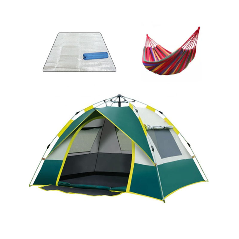 3-4 people double deck tent Oxford cloth tents camping outdoor family with hammock and Moisture-proof pad