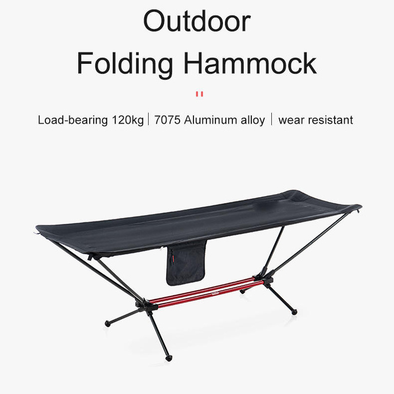 Factory Price Outdoor Folding Bed Cot Camping Garden Portable Aluminum Alloy Hammock Bed Foldable Lounge Beach Sleeping Cots