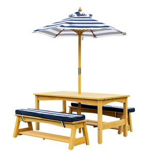 Wholesale Oem Odm Outdoor Furniture Set Folding Picnic Tables Bench Set With Removable Cushions And Umbrella